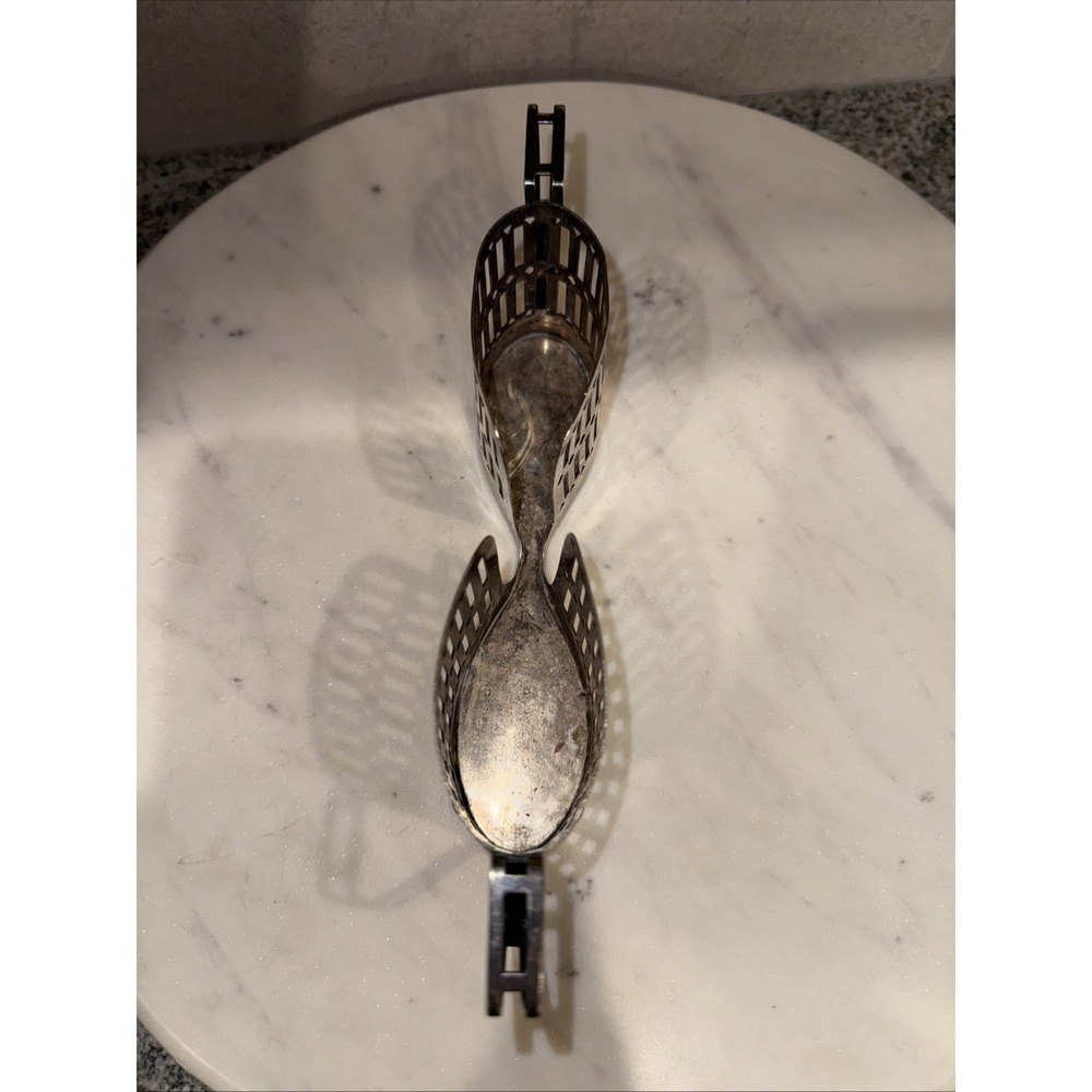 Vtg Apollo EPNS Bernard Rice's Sons Silver Plated Double Spoon Holder Basket USA - Picture 2 of 10